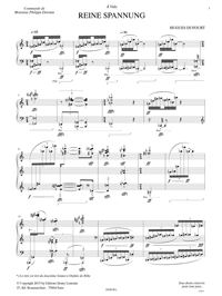 Première page de la partition d’une pièce pour piano contemporaine commandée par Philippe Derouin au compositeur Hugues Dufourt et créée par le pianiste François-Frédéric Guy - 19 juin 2015